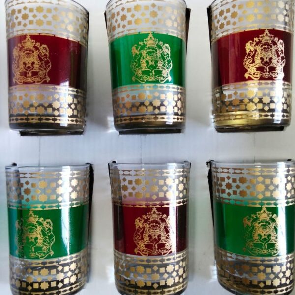 pack 6 verres soufflés – vert & or