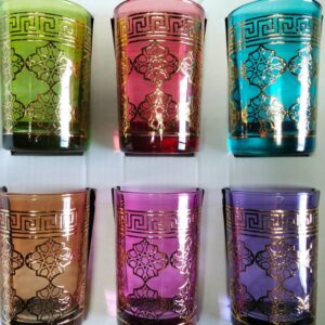 pack 6 verres soufflés – vert & or