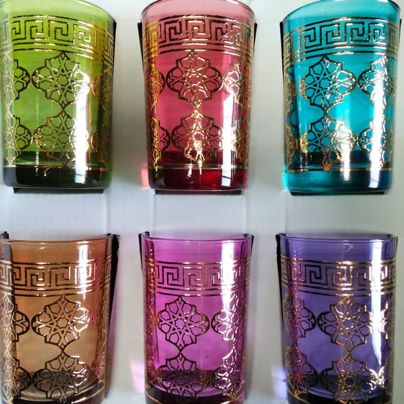 pack 6 verres soufflés – vert & or