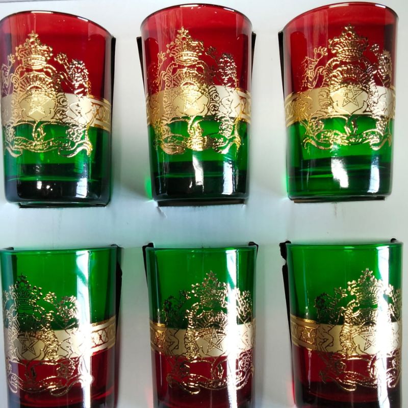 pack 6 verres soufflés – vert & or
