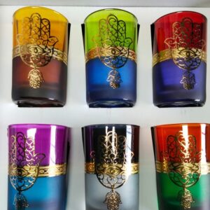 pack 6 verres soufflés – vert & or